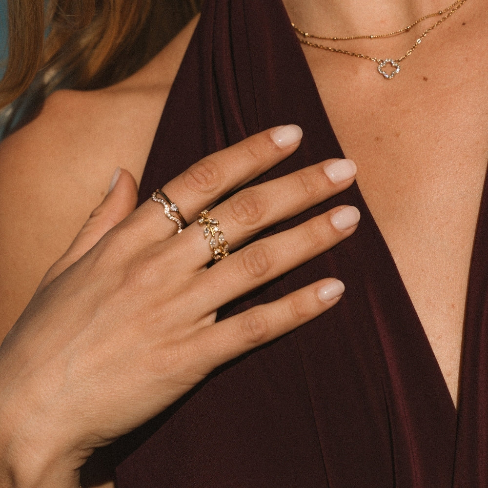 Anillo Enredadera de Cristal en Oro 18K - Velour™