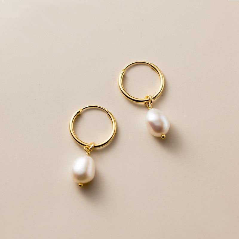Pendientes Aro Bella con Perla de Agua Dulce - Velour™