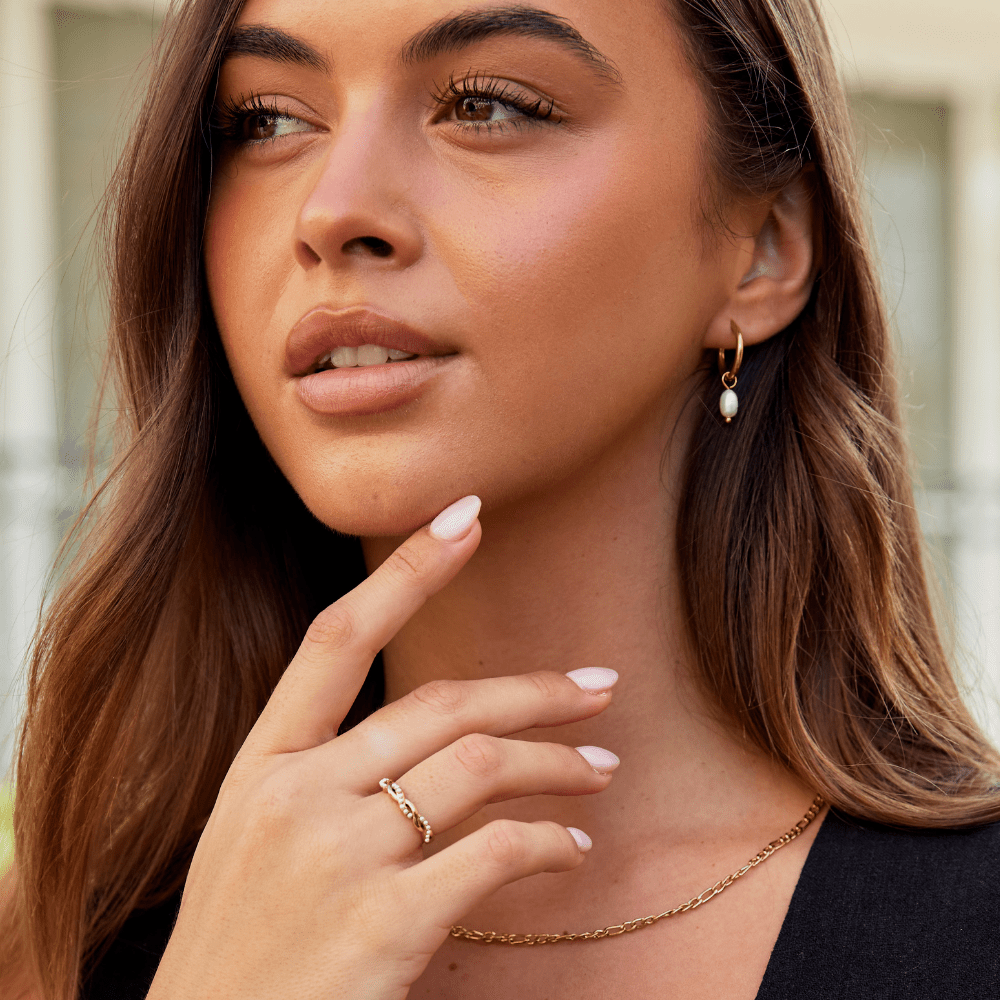 Pendientes Aro Bella con Perla de Agua Dulce - Velour™