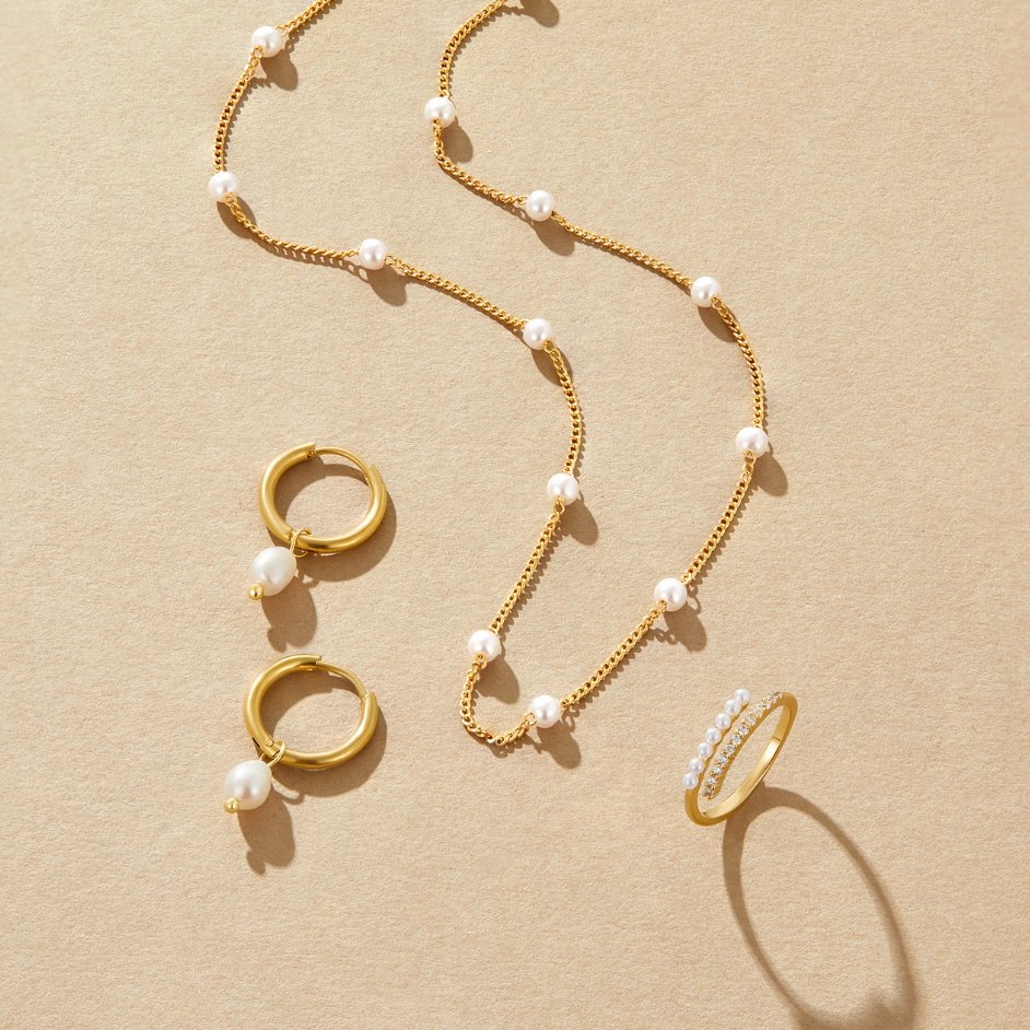 Pendientes Aro Bella con Perla de Agua Dulce - Velour™