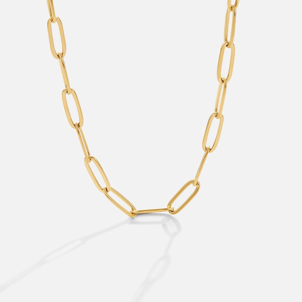 Collar Eslabón Paperclip de Oro - Velour™